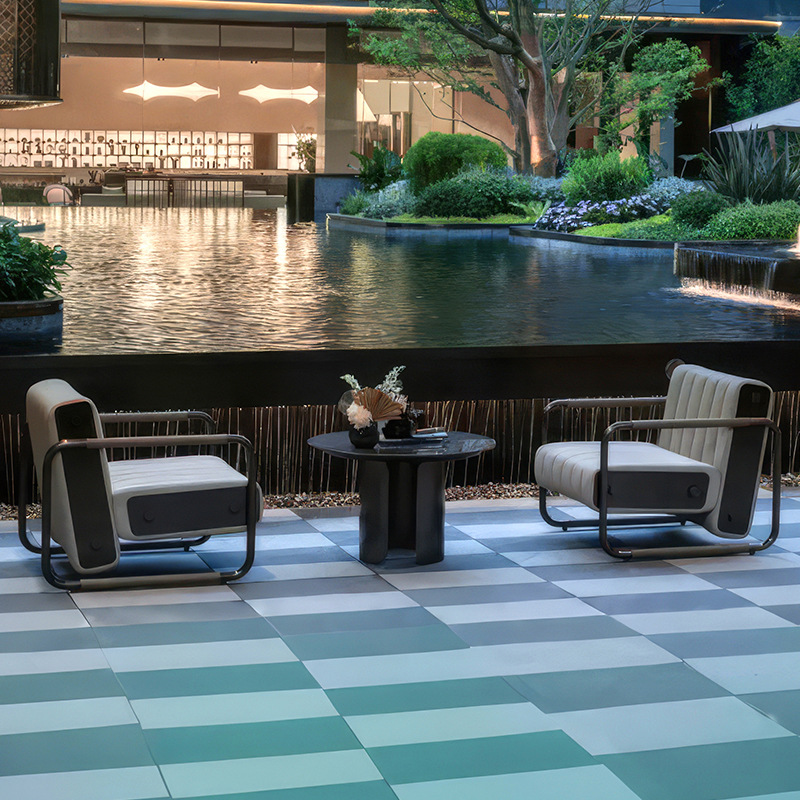 Sofá al aire libre ocio villa balcón patio hotel de cuero mesa de té individual combinación de muebles impermeables