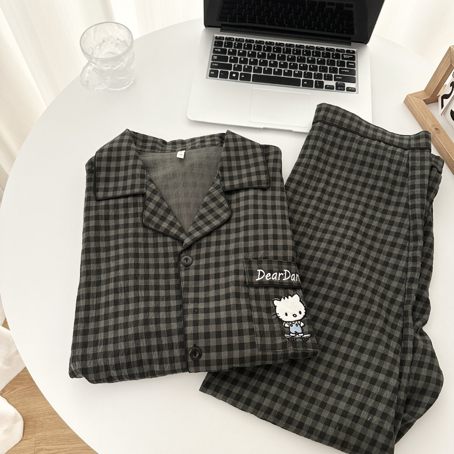 Cloud Cotton Black Check Daniel Pajamas Men's Spring and Autumn Long Sleeve Long Pants High-End Homewear Set