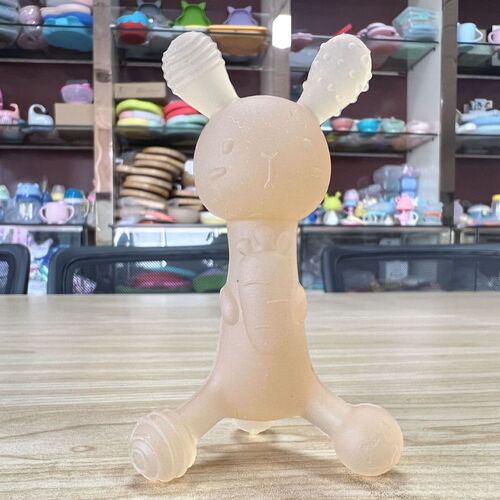 Set of small rabbit teether, baby molar stick, baby teether for four months, oral period, silicone toy, anti-eating hand