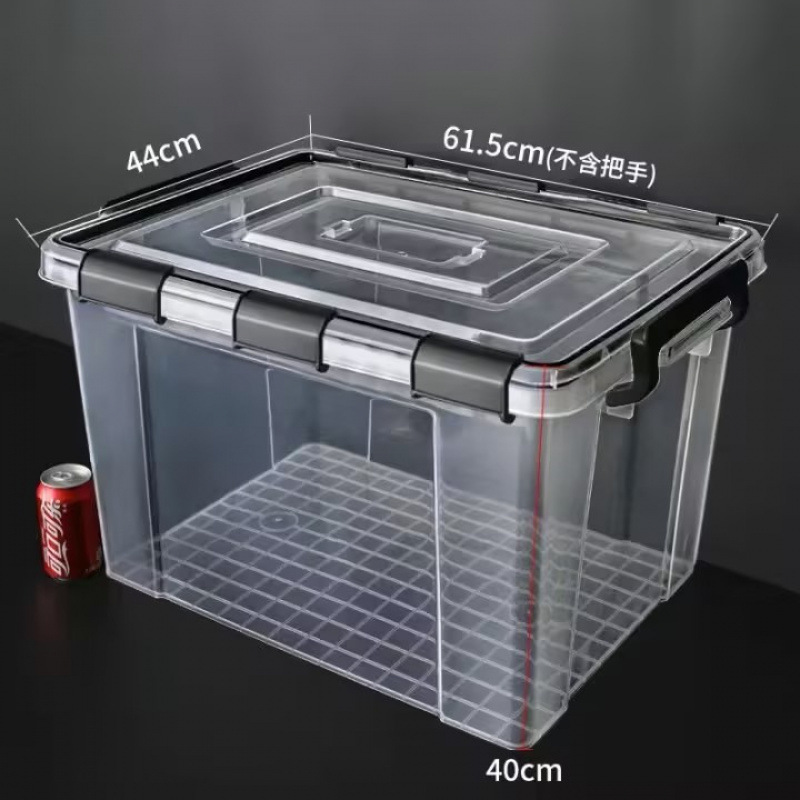 Caja de almacenamiento sellada, caja a prueba de humedad transparente extra grande con anillo de silicona, almacenamiento de ropa doméstica al por mayor