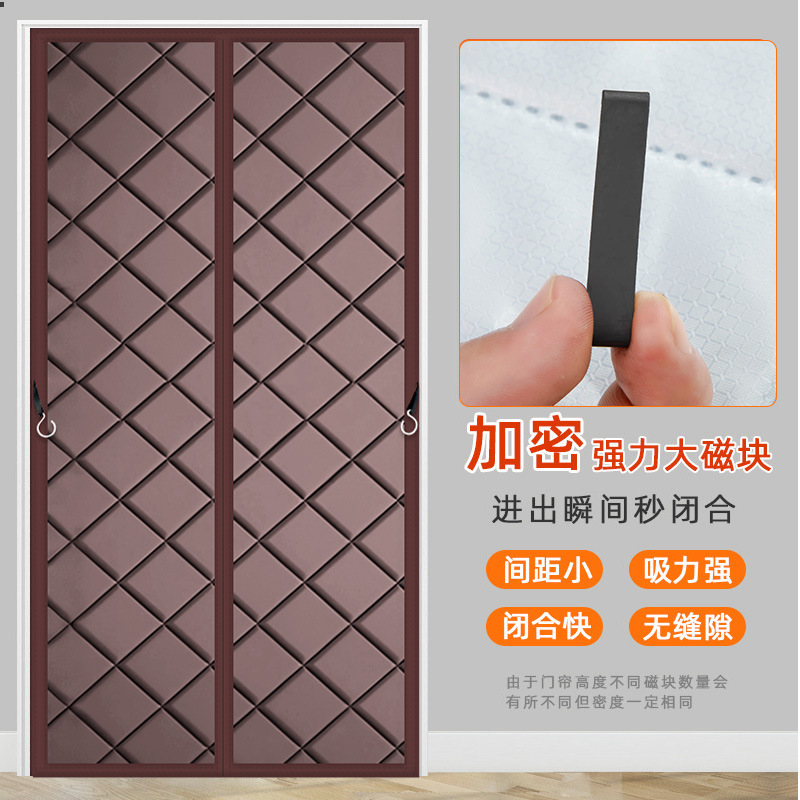 オックスフォード布綿ドアカーテン、防音、磁気吸引、厚みがあり、パンチングなし、冬の家庭用暖かい、防風、防寒、断熱、防風|undefined