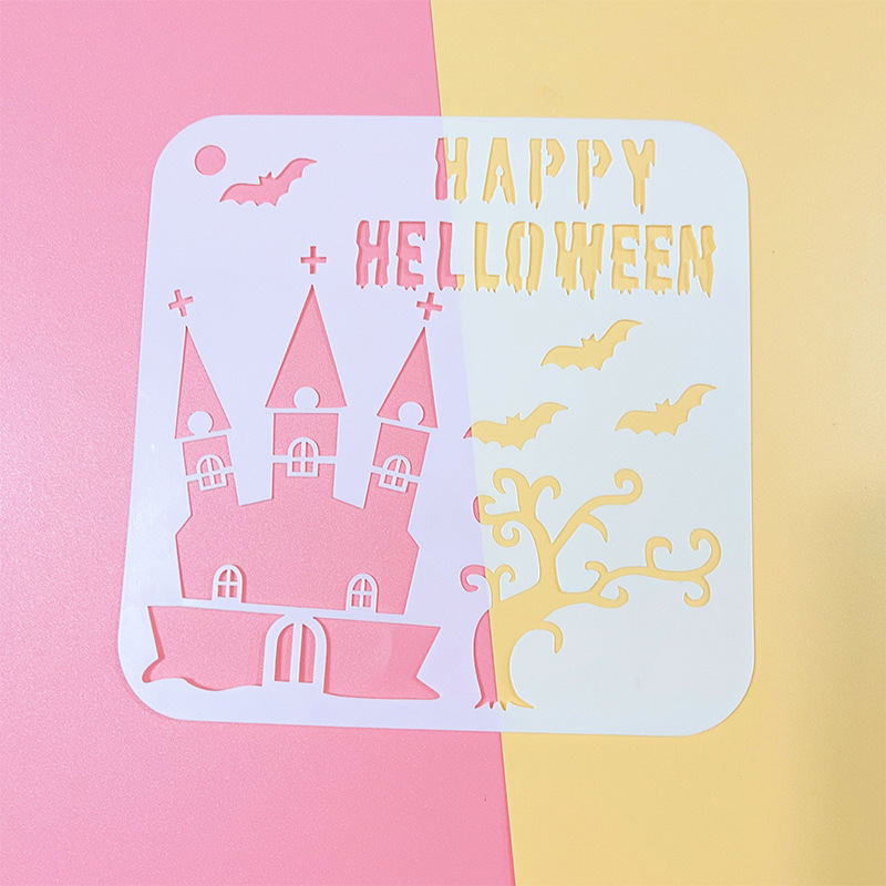 アマゾンハロウィーン手帳絵画テンプレート24種類落書き透かし彫りプラスチック画板児童diy絵画テンプレート|undefined