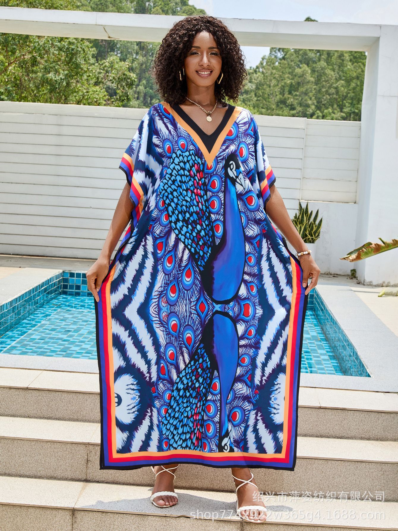 Transfronterizos amazonas impresa camiseta de playa bikini camiseta protector solar ropa de vacaciones suelta trajes de baño 5D349