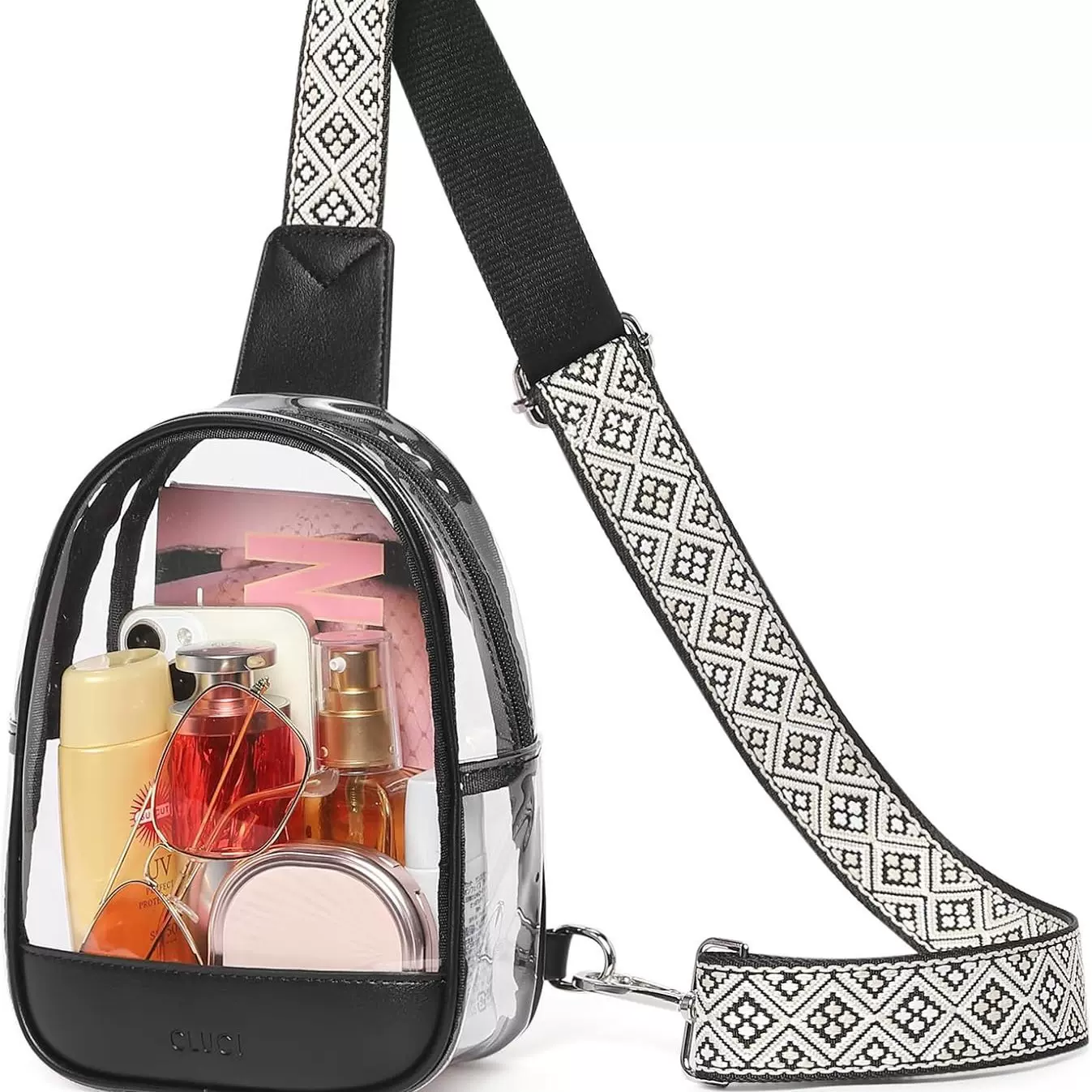 亚马逊爆款透明PVC胸包演唱会音乐节女士便携斜挎腰包狮岭包包