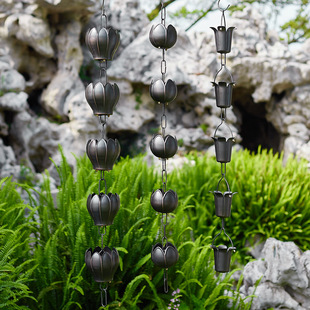 Courtyard Rain Chain Eaves Drainage Chain Villa Gutter Rainwater Channel Water Guide Chain Japanese Rain Bell Purple Copper
