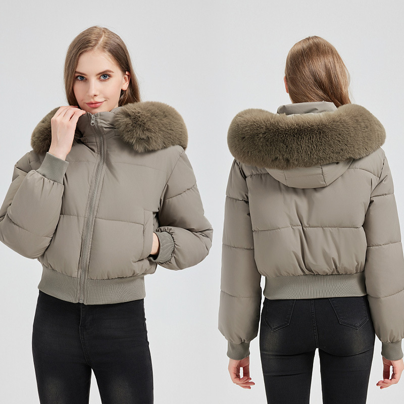 Europa y América ropa de algodón plumón ropa de algodón mujer corta 2025 invierno nuevo cintura pequeña chaqueta de comercio exterior chaqueta de algodón gruesa image 6