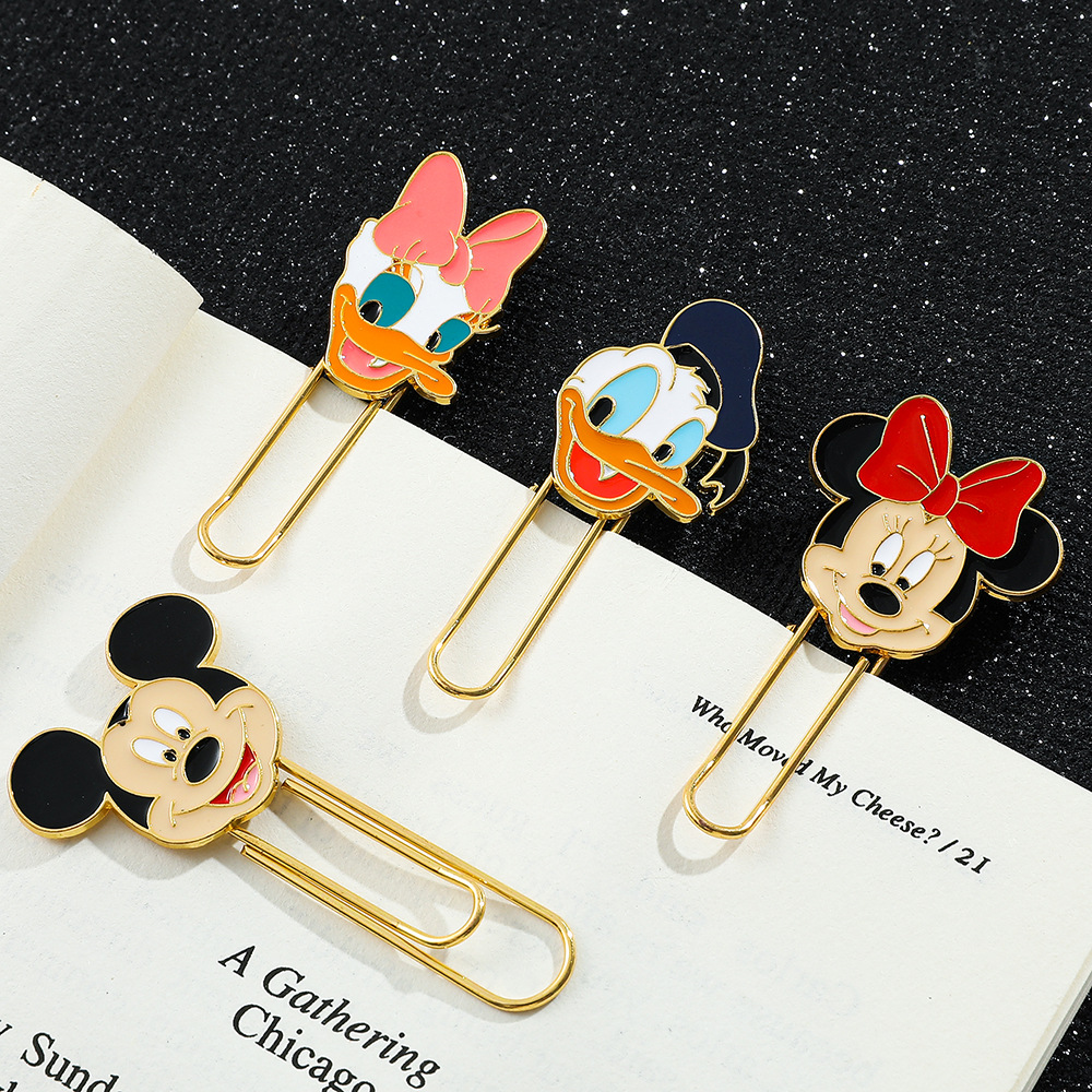 Marcadores de metal creativos exquisitos Mickey Minnie clips bookshelf marcadores de Donald para estudiantes exquisitos marcadores
