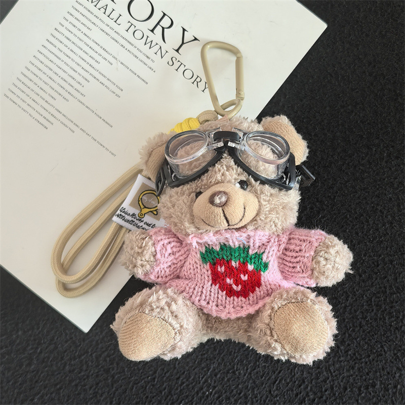 Aviator Bear Bolso Colgante Muñeco de felpa Llavero Escuela secundaria Regalos Joyas creativas