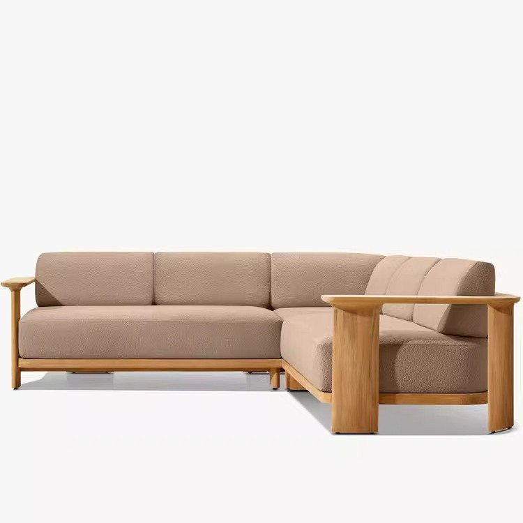 Muebles de patio al aire libre, sofá, jardín al aire libre, impermeable, protección solar, hotel residencial, combinación de madera maciza de teca