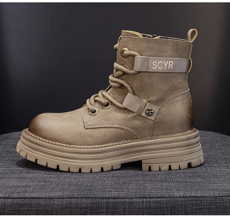 Giày boot nữ cổ ngắn đế dày phong cách Martin, lót lông ấm mùa đông — M2626-1 vàng lót nhung, M2626 màu vàng một lớp lót trong, M2626-1 kaki lót nhung, M2626 một lớp màu đen chi tiết 22