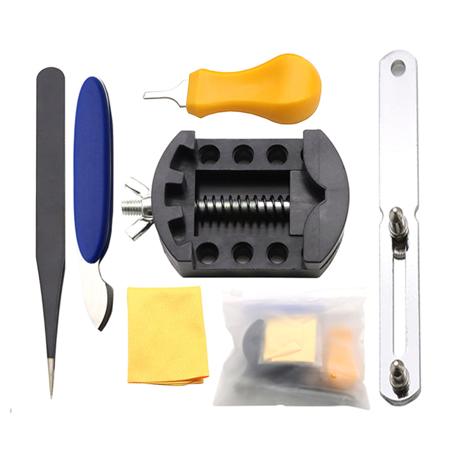 修表工具6合1开表后盖换电池套装拆表器双款拆机撬刀清洁绒布