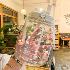 高顏值網紅吸管水杯女學生大容量可愛便攜運動水壺水杯瓶夏季超大