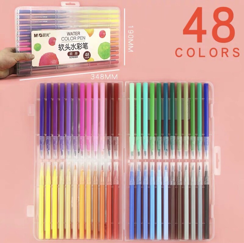 朝の光ソフトヘッド水彩ペン子供の絵筆アート絵画 48 色 36 色 24 色幼稚園洗えるカラーペン|undefined