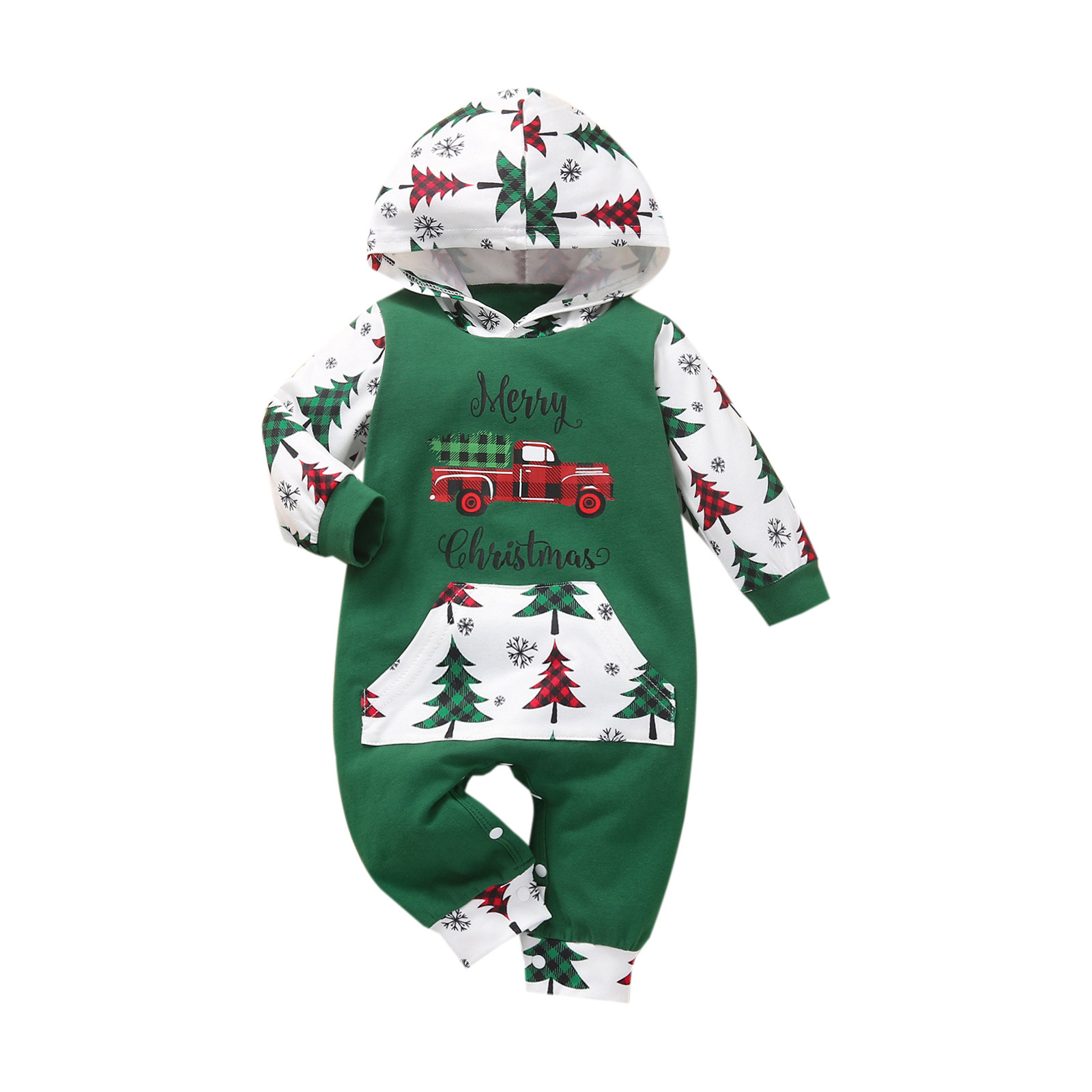 Ins Amazon New Children's Clothing Baby Christmas Hooded Long-sleeved Romper Children's Clothing Foreign Trade Wholesale