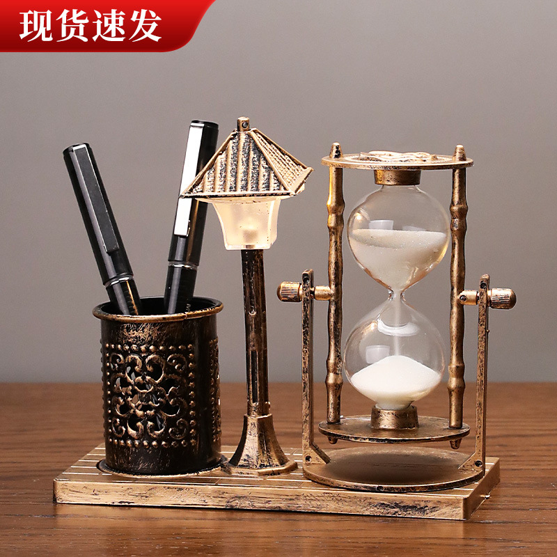 Creativo farola de arena que fluye antigua portalápices regalo para estudiantes reloj de arena blanco que cambia de color luz nocturna decoración regalo de cumpleaños