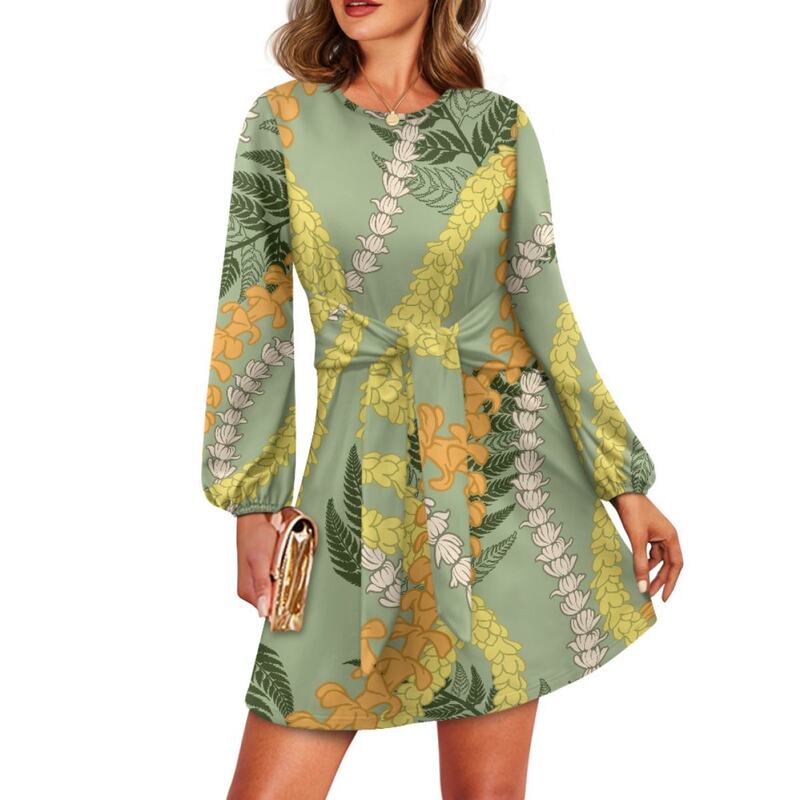 Mokihana Lei Craftsmanship Luxurious Fashionable Casual Waist-Length Long Sleeve Women's Dress Autumn Wedding Guest Dress Mokihana Lei Craftsmanship Luxurious Fashionable Casual Waist-Length Long Sleeve Women's Dress Autumn Wedding Guest Dress