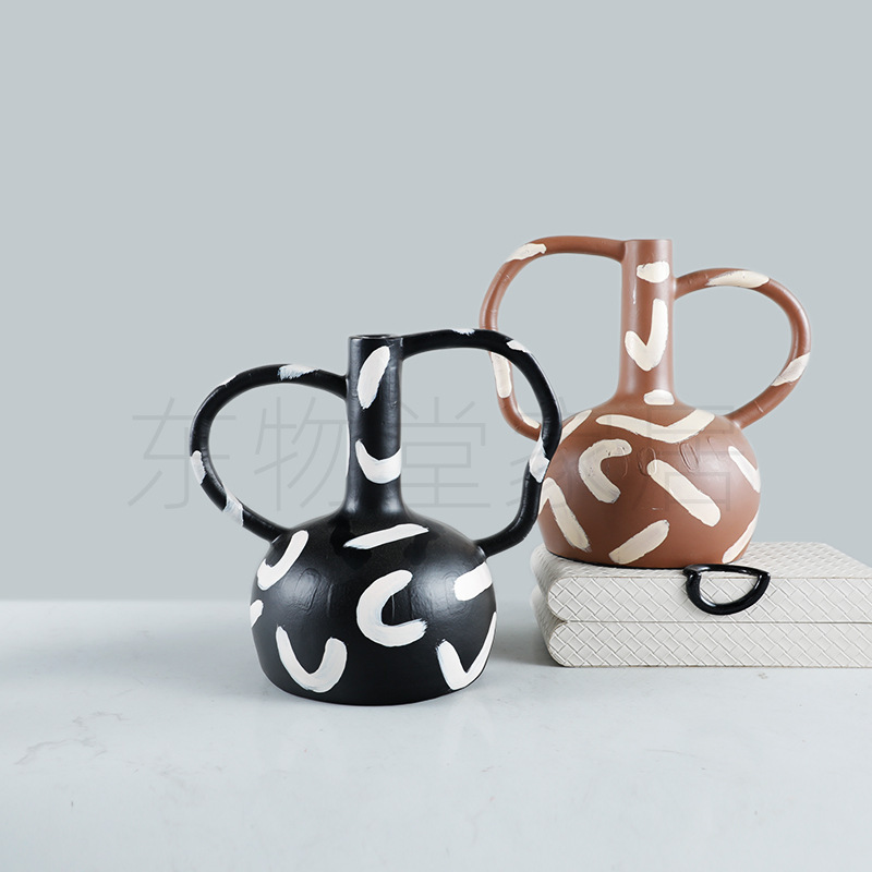 Modern minimalist Nordic minimalist light Chinese pattern resin decoration flower decoration model room living room soft decoration