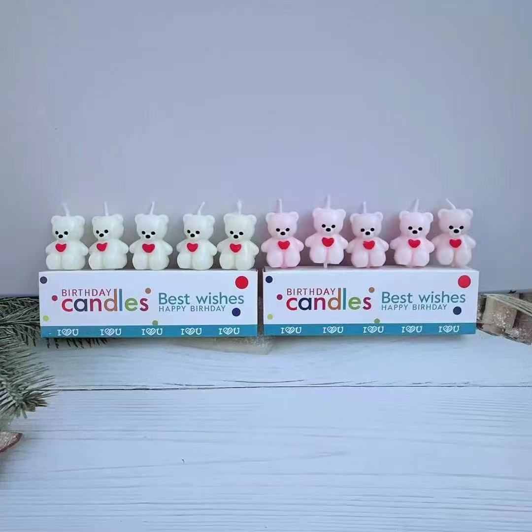 Little Bear Korean Style Cake Decorations Retro Ins Cartoon Cute Candles Birthday Party_voghion.com