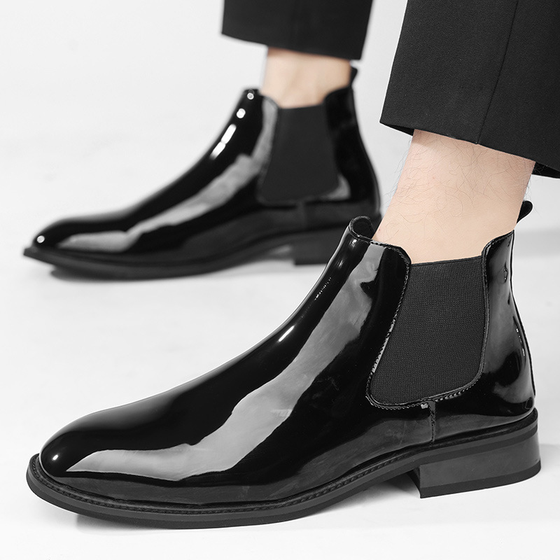2024 zapatos de hombre transfronterizos botas casuales de cuero de moda para hombres zapatos de cuero de negocios brillante botas de cuero de punta