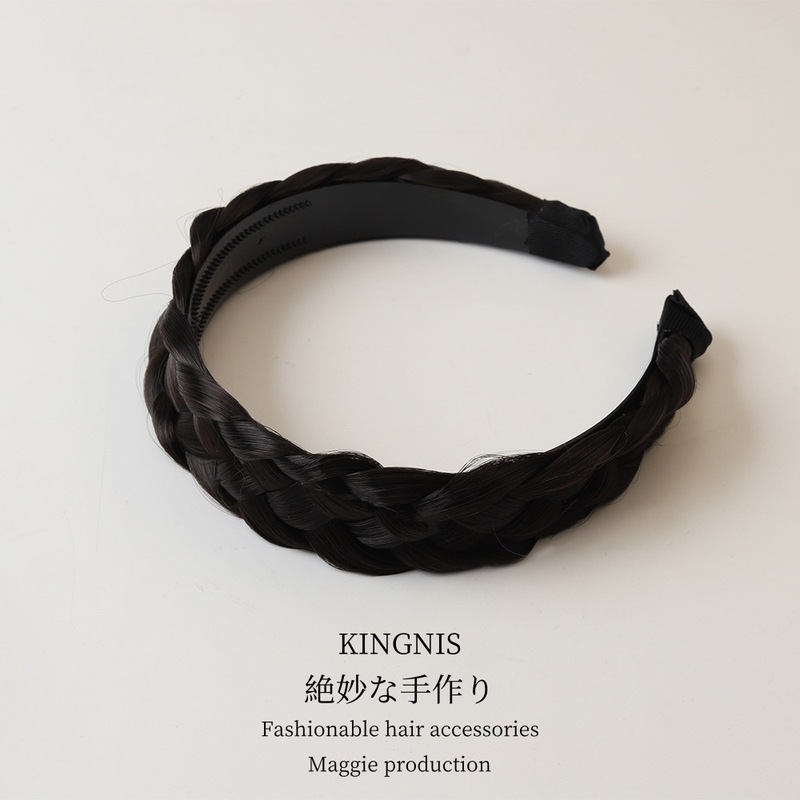 魚の骨のお下げのカチューシャの女性の編み物のヘアピンの一体の麻の花のお下げのかつらのカチューシャの高頭の髪の束のカチューシャの飾り|undefined