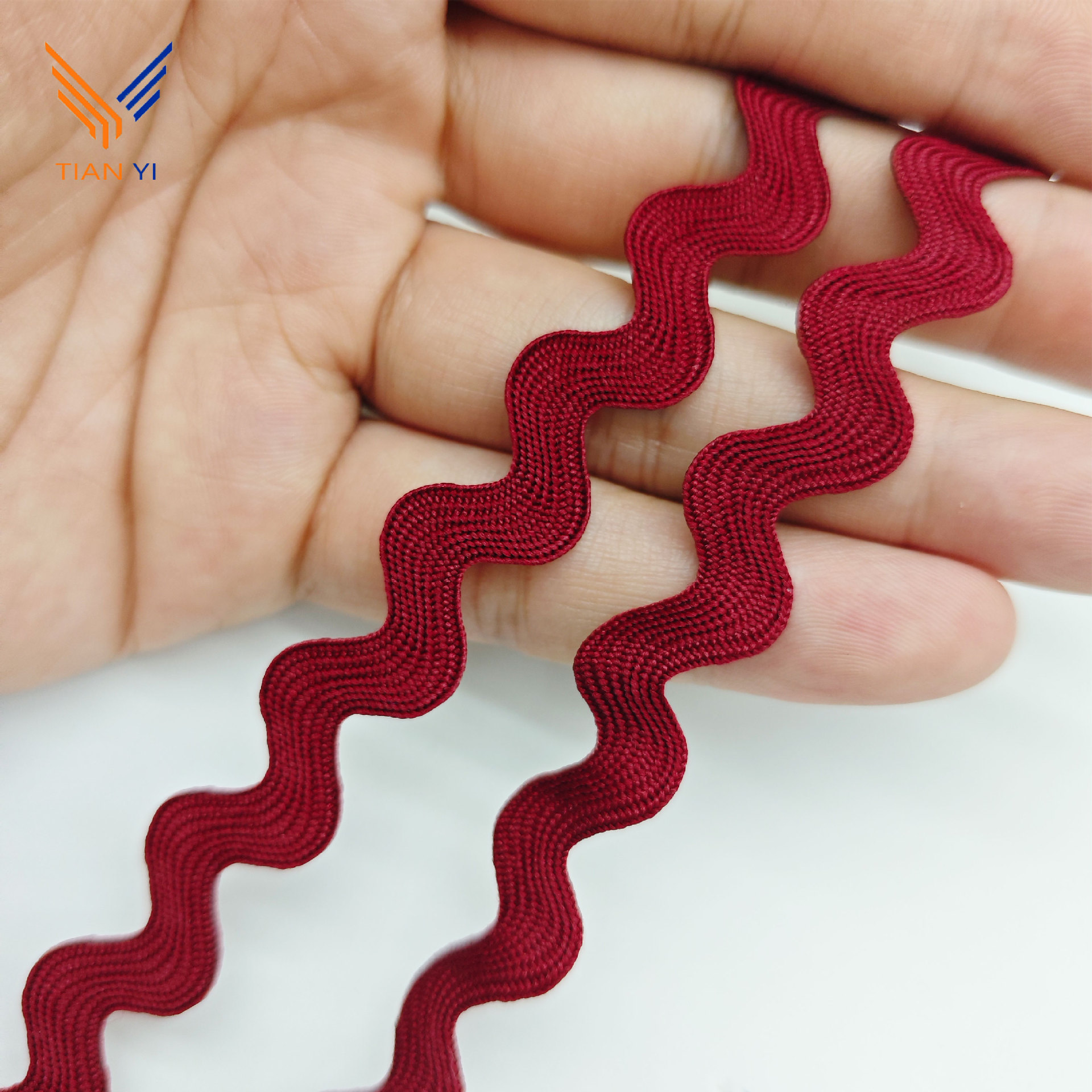 9MM tejido con borde curvo correas onduladas cortina almohada decoración de mochila Lolita Hanfu encaje en forma de S accesorios