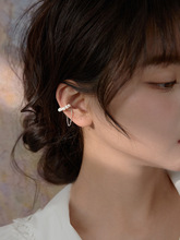 925镀银无耳洞母贝珍珠流苏耳夹女耳骨夹仙气耳环耳钉耳饰