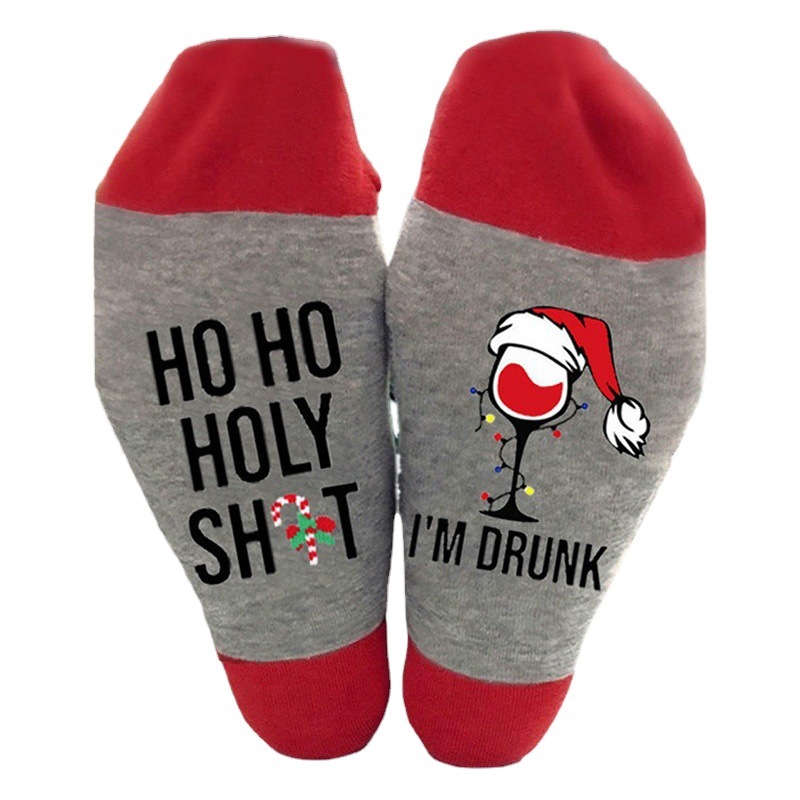 Comercio exterior transfronterizo calcetines a media pantorrilla calcetines de algodón de la nueva moda carta de moda calcetines de pareja calcetines de Navidad embalaje independiente