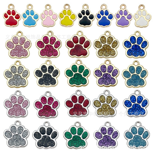 Oil-droplet alloy cat paw footprint DIY accessories earings necklace bracelet keychain pendant