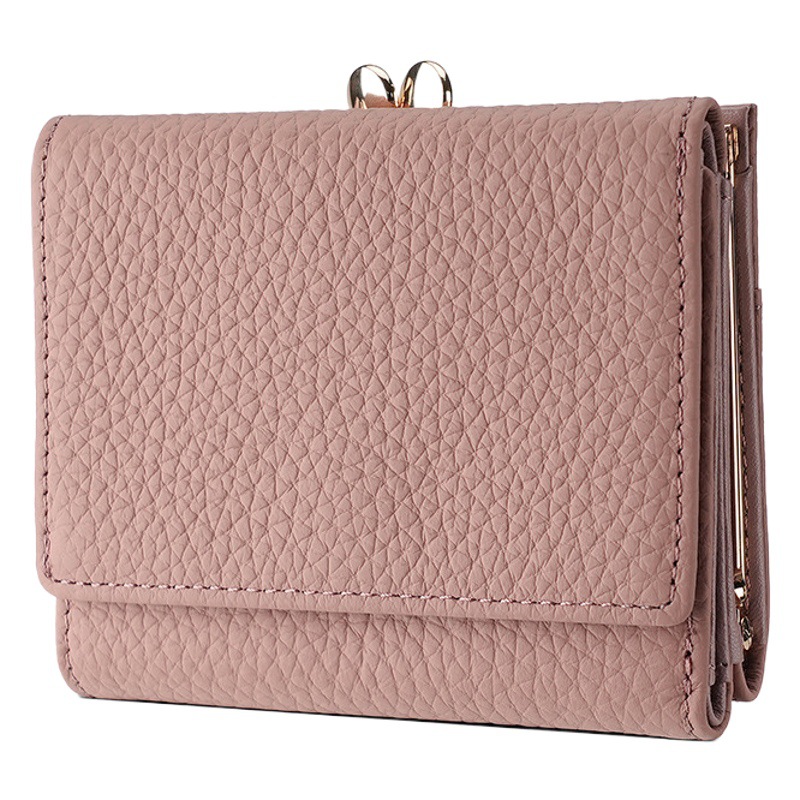 Estación japonesa popular billetera de cuero genuino billetera de mujer de aleación corta monedero RFID de gama alta billetera pequeña