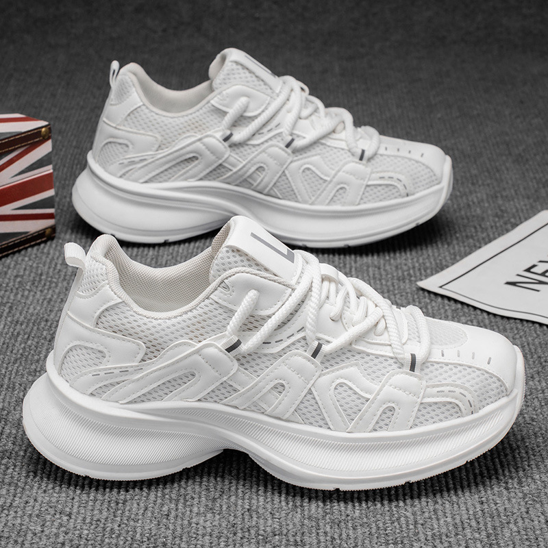 Zapatos de hombre a la moda, modelo nuevo de primavera 2026, transpirables, de malla, casuales, con suela gruesa, que aumentan la altura, deportivos, para jóvenes, estilo papá.