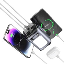 跨境户外多功能超大功率移动电源30000Ah容量自带线LED照明充电宝