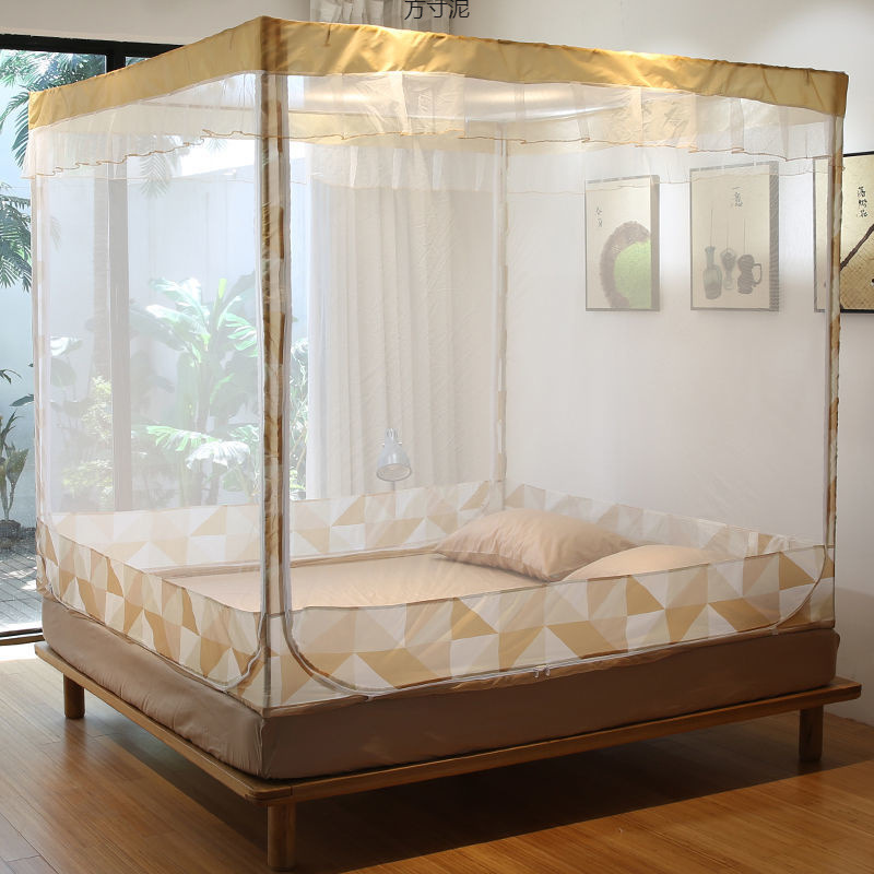 Anti-Fall Mosquito Net with Three-Door Zipper for Home Use, Mongolian Yurt Complete Set with Thickened Stainless Steel Frame, Encrypted Single Net Gauze Factory