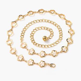 Popular metal waist chain Women's fashionable lovely flower-shaped decorative dress with small ball pendant belt