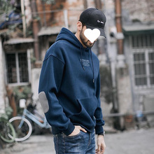 新款加绒卫衣男士印花连帽潮流加厚撞色上衣帽衫休闲时尚冬装外套