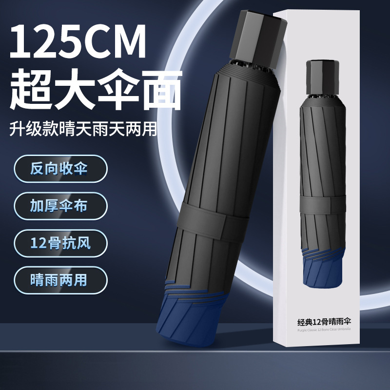 批发手动折叠雨伞加固加厚结实耐用耐磨防暴雨大号高端商务三人伞|undefined