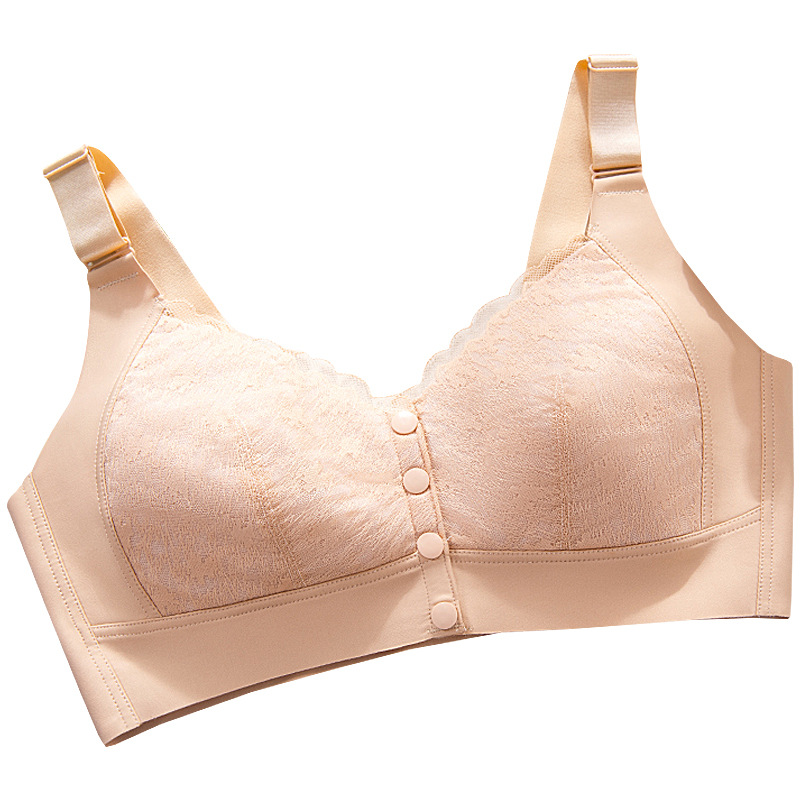 Ropa interior de la madre verano de las mujeres delgada hebilla frontal sujetador inalámbrico de mediana edad y mujeres mayores de seda de hielo más tamaño chaleco sujetador