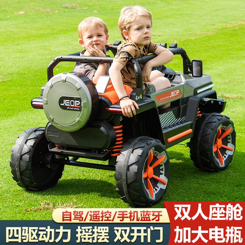 Coche de control remoto de juguete eléctrico de cuatro ruedas todoterreno para niños nuevos puede sentarse bebé adulto coche de juguete recargable Carro de bebé