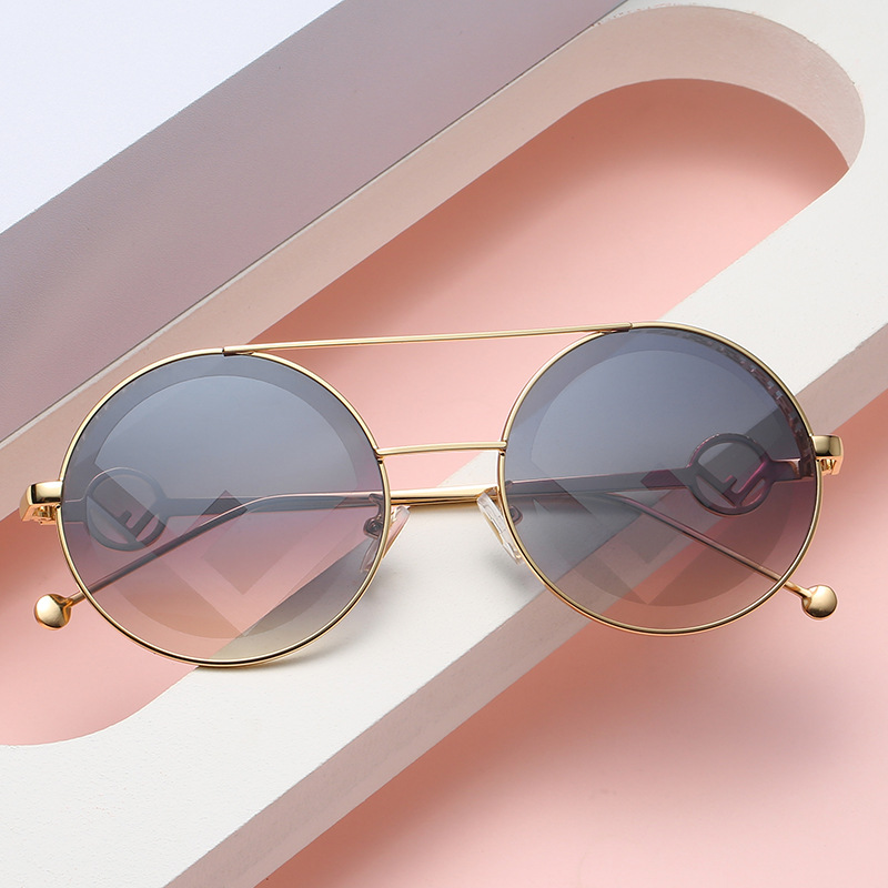 2023 새로운 편지 작은 원형 프레임 거울 펑크 패션 유행 남성과 여성 파티 선글라스