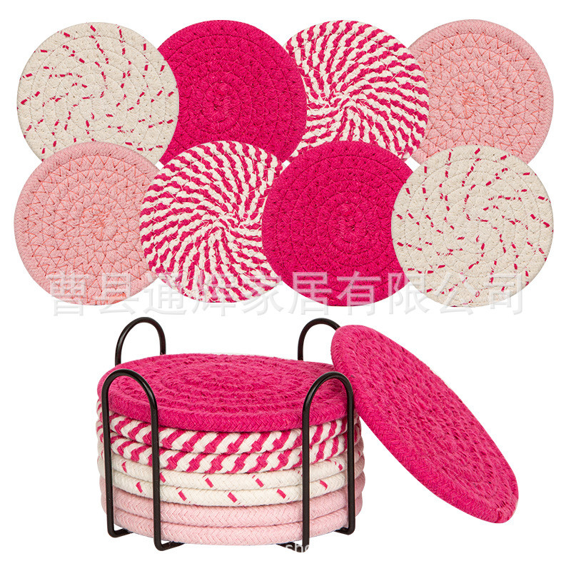 Tazas de algodón trenzadas de alambre nórdico almohadilla de mortero de cocina de mesa de comedor espesa almohadilla aislante de calor almohadilla de algodón trenzada redonda