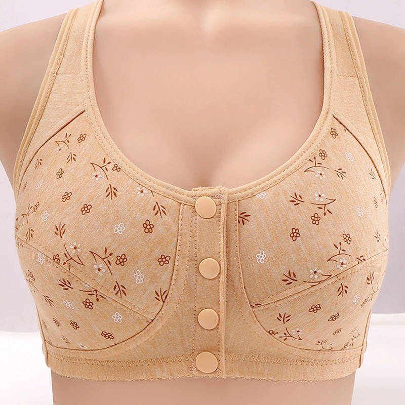 Wireless bra for mother, thin tank top, underwear, for middle age, front lock, plus size