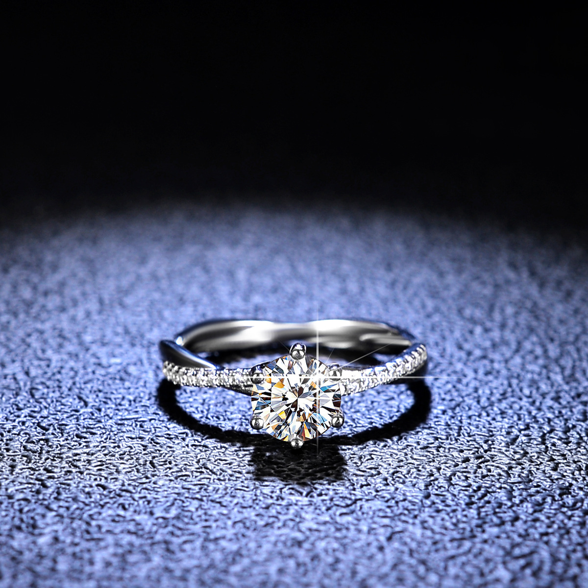 Daily Occasion 925 Sterling Silver Material 925 Sterling Silver Moissanite Solid Color Rings