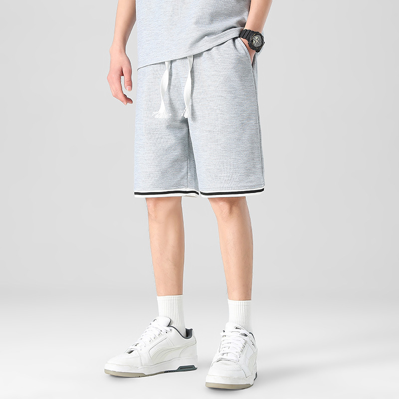 Al por mayor transfronterizo deportivo de ocio de verano de mangas cortas pantalones elásticos de cinco puntos de hombre de punto sueltos pantalones rectos image 8