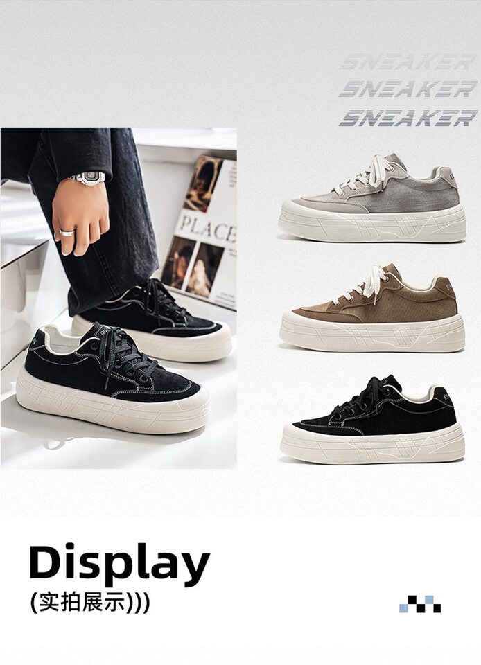 Giày sneaker nam cổ thấp đế dày tăng chiều cao, chống trượt, chống mài mòn, phong cách thể thao casual — AA 01m Hạnh nhân, AA 01m cà phê, AA 01m Đen chi tiết 4