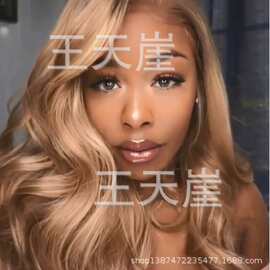 欧美新款女士假发   中分非洲长卷发棕金色亚麻色厂家