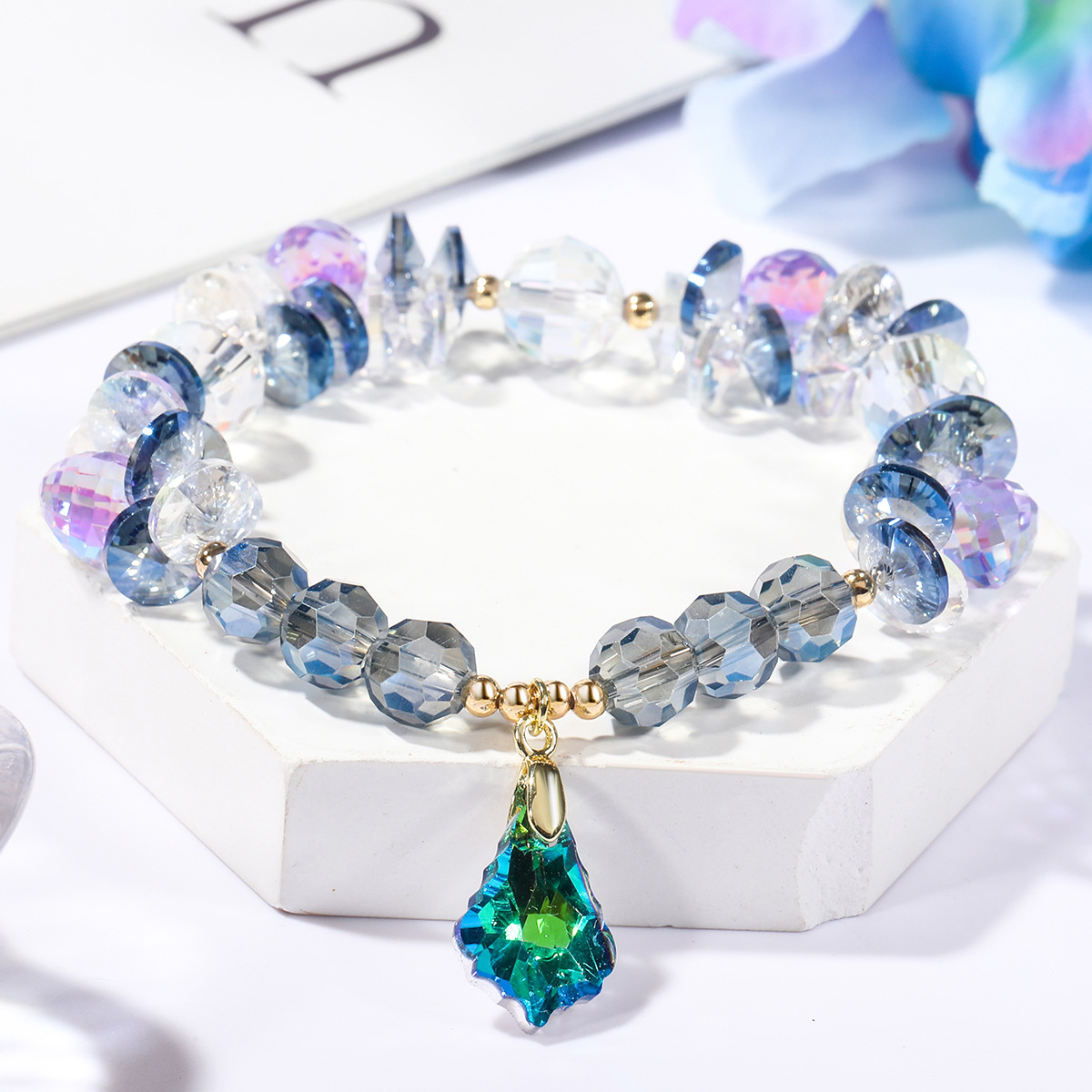 Lavender bracelet amethyst blue transfer beads simple bracelet