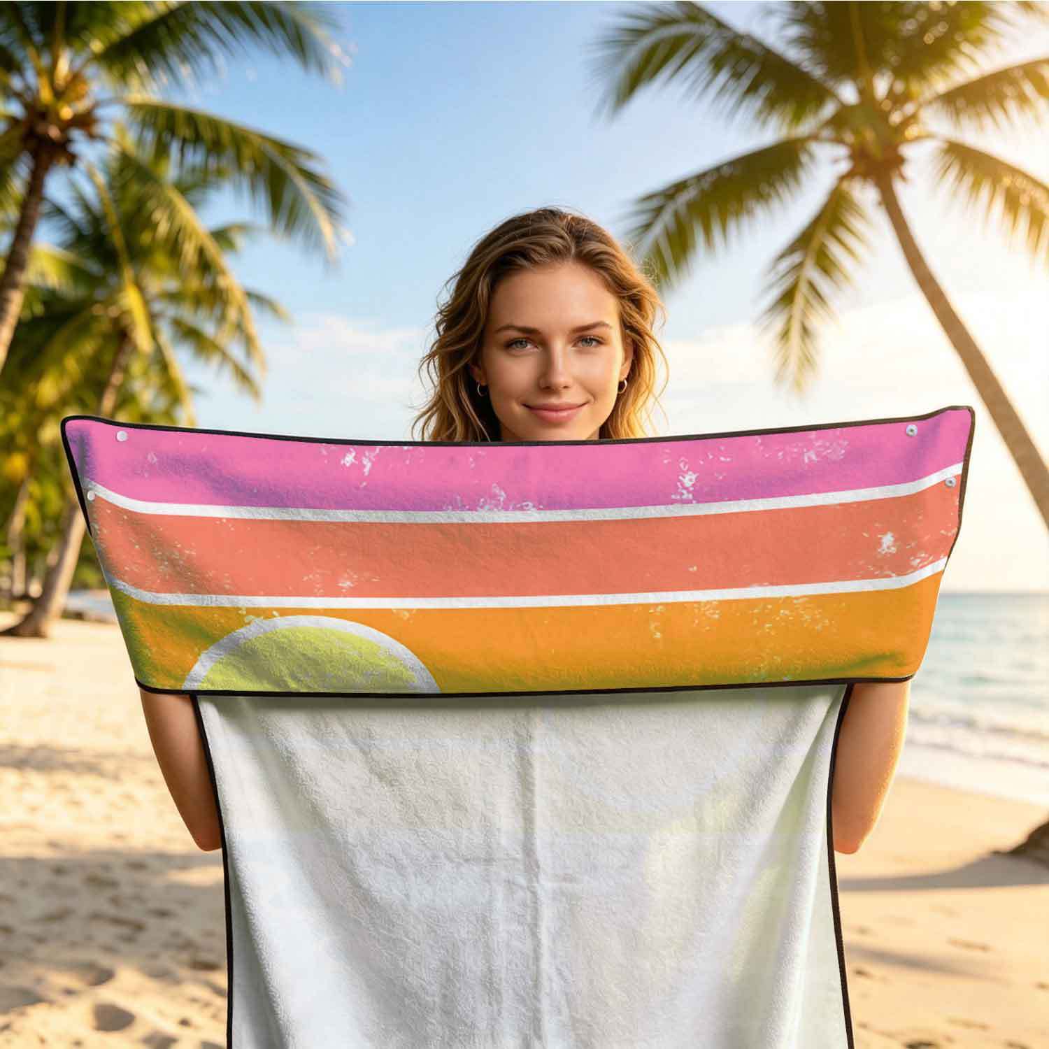 Printed bath towel and car seat cover 2-in-1, ultra-fine fiber outdoor beach and car dual-use universal seat cushion