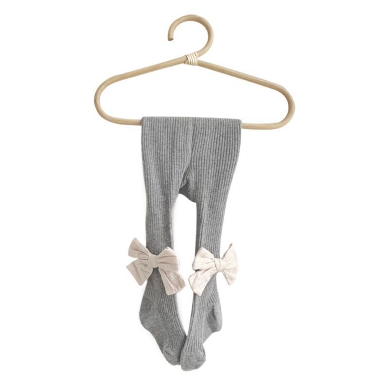 21 nuevas niñas de algodón peinado polainas del bebé primavera y otoño Corea princesa arco doble aguja los niños pantimedias