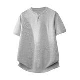 ZH8125-3D美式亨利领针织短袖亚麻天丝通勤老钱风上衣休闲T恤，男装针织衫/毛衣，星座614