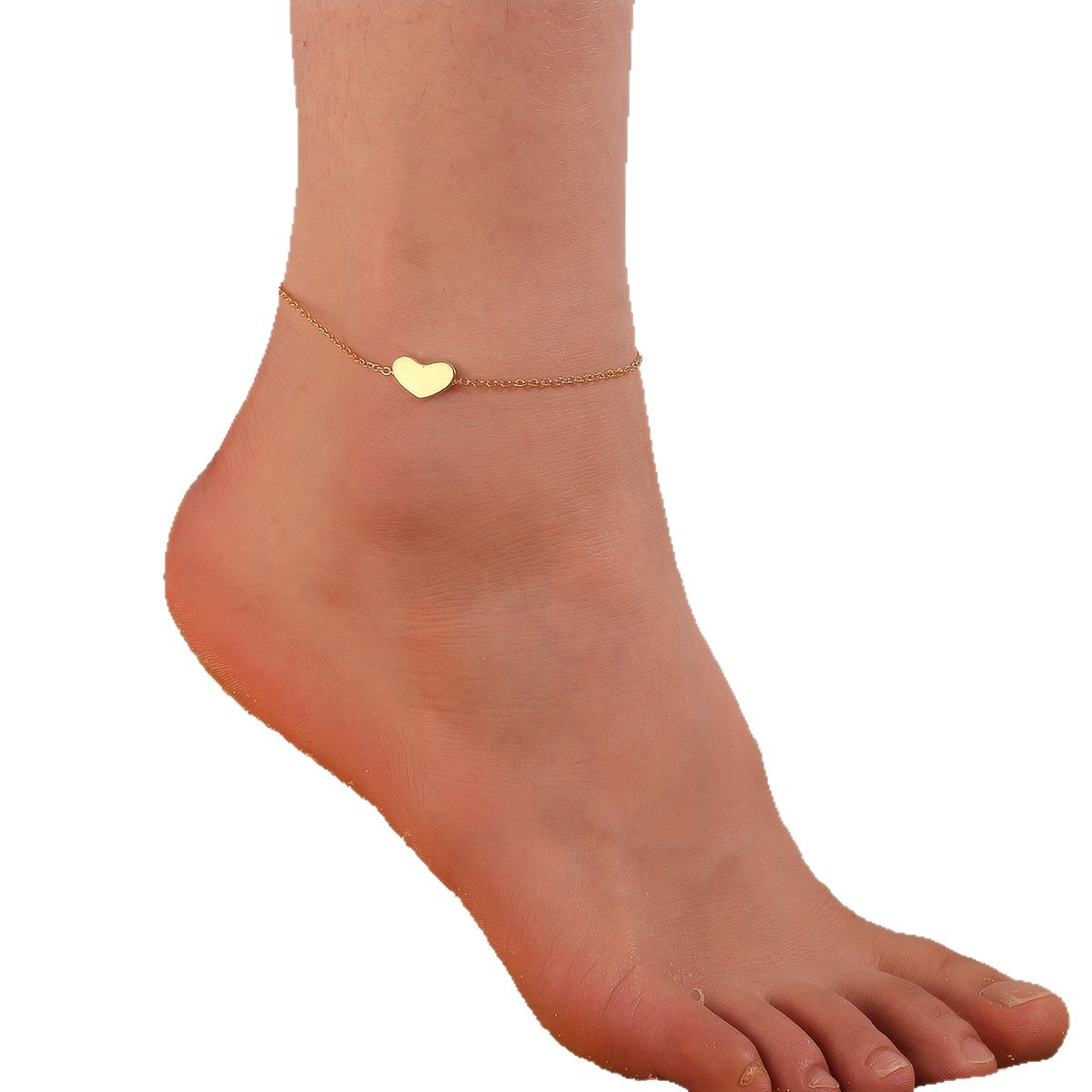 Simple viento metal amor tobillar cadena de oro pequeña y exquisita pie de moda fábrica al por mayor de puntos transfronterizos