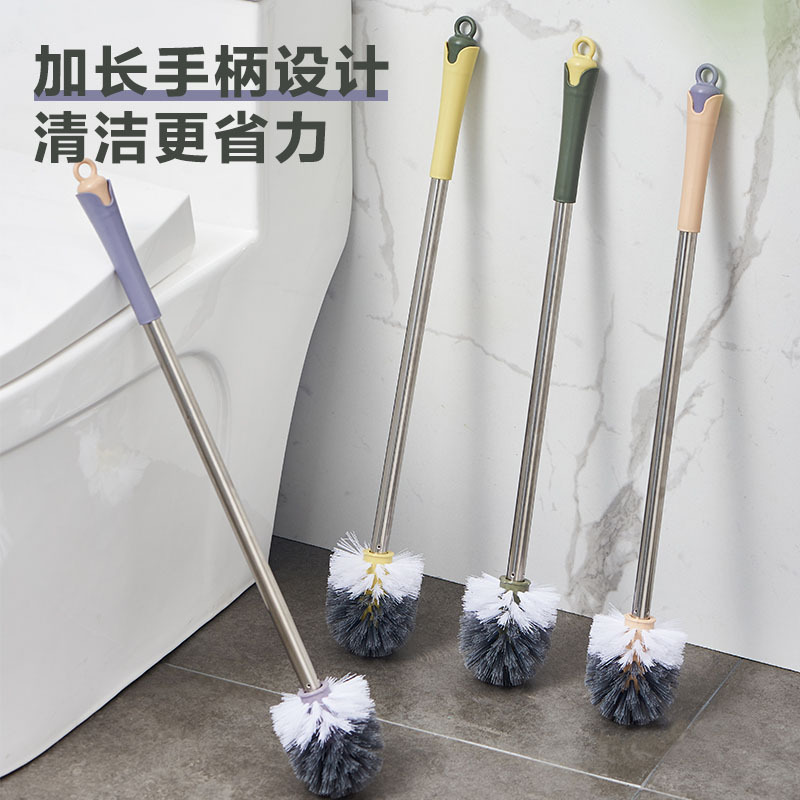 Stainless Steel Long Handle Toilet Brush Household No Dead Angle Squat Pit Toilet Cleaning Artifact Toilet Toilet Bathroom Brush